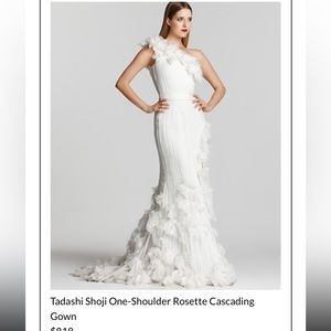 Tadashi Shoji One-Shoulder Rosette Cascading Gown